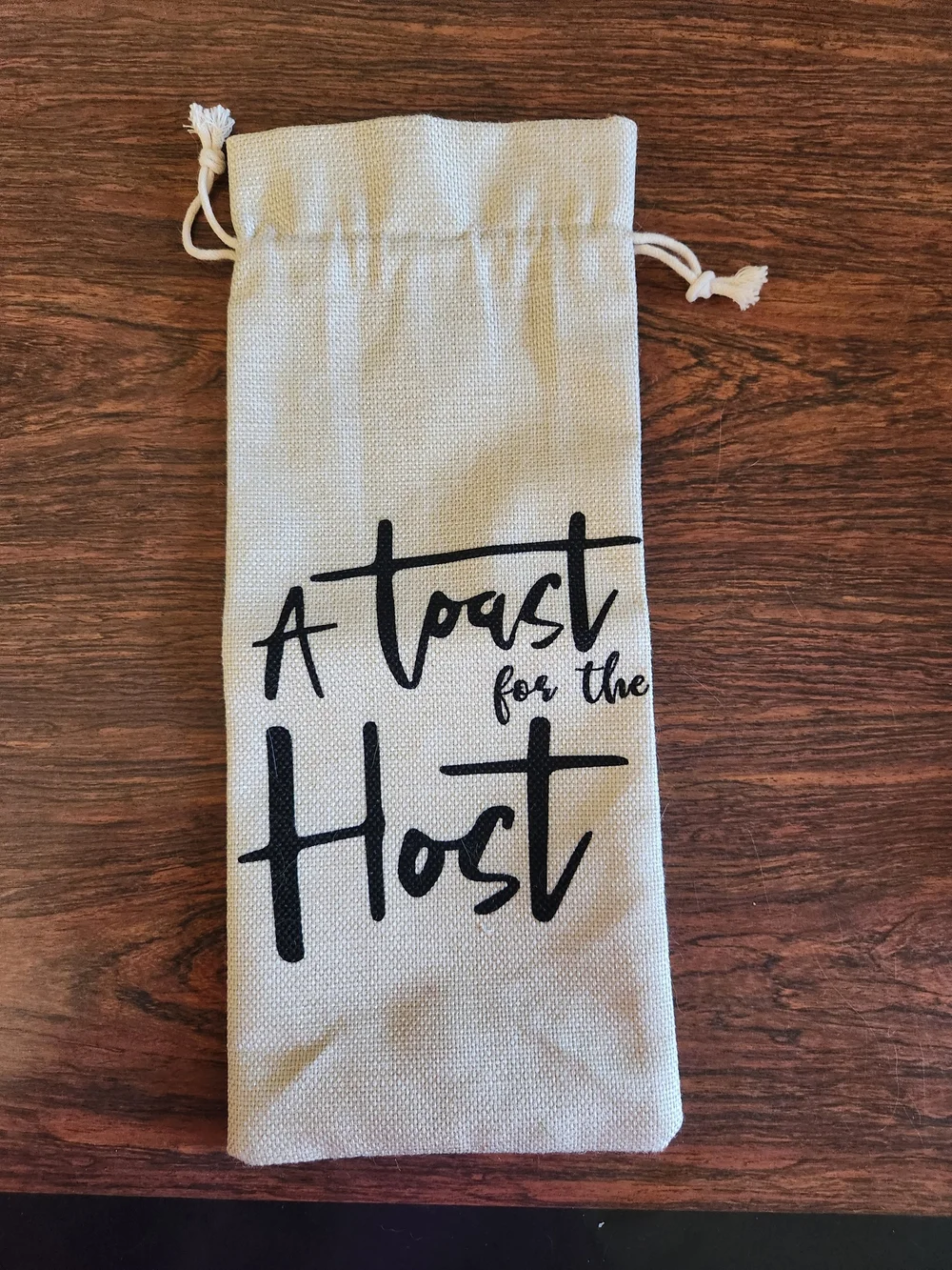 A Toast for the Host Drawstring Wine Bag